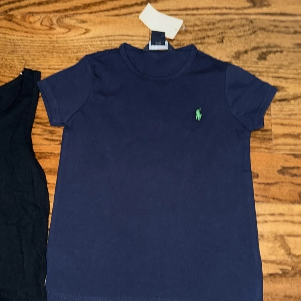 Ralph Lauren girls tops: black tank and navy crewneck tshirt size 5 NWT & NWOT